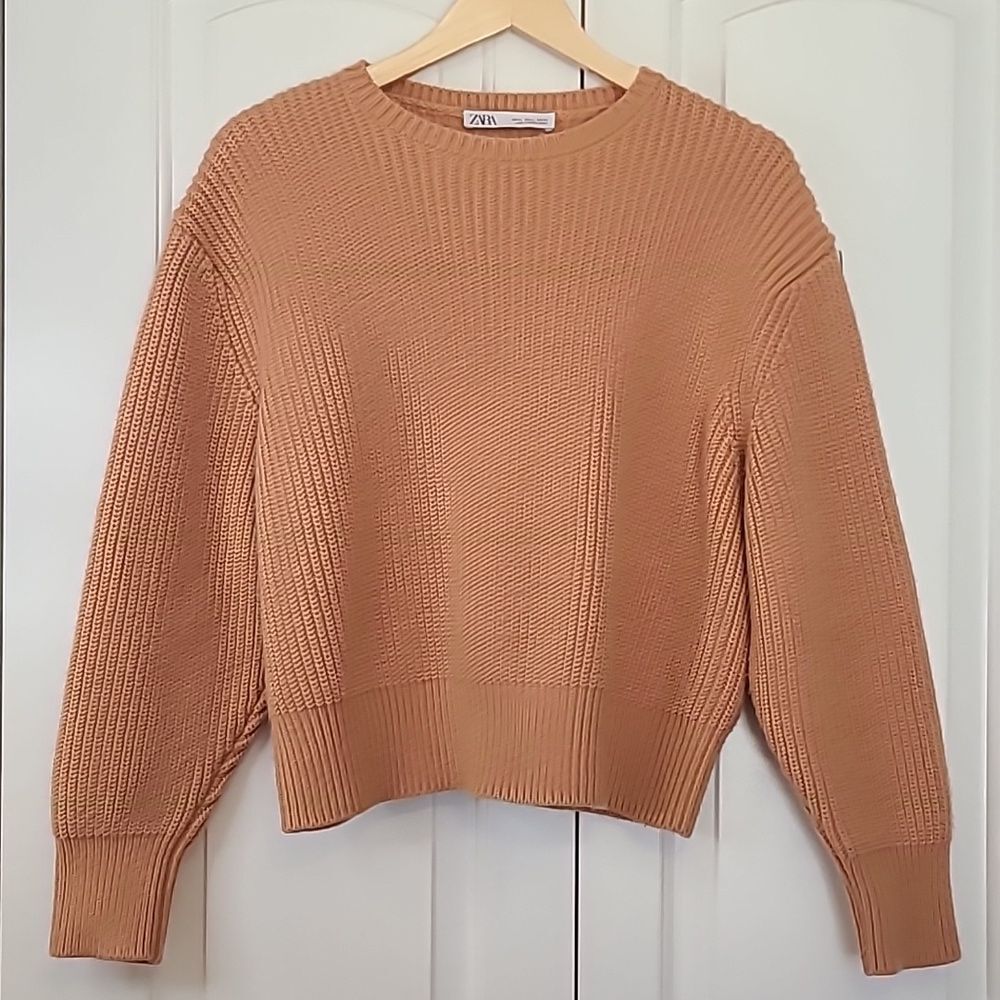 Zara Women's Long Sleeve Chunky Knit Sweater Terracotta Size L